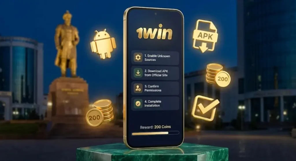 Боргирӣ ва насби 1win APK барои Android бо бонуси 200 Coins